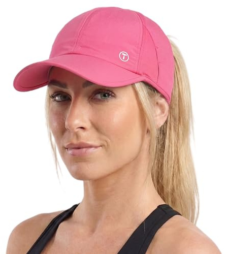 TOP-EX Cooling Baseball Caps für Damen Pferdeschwanz, Sommer UPF 50 Sun Basecap Damen UV Schutz mit Mesh für Laufen Tennis, Wasserdicht, Atmungsaktiv, Faltbar, Knallrosa L/XL