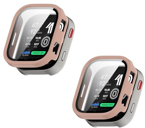 TINGYR Fodral Kompatibel med Amazfit Bip Max, [2-pack] PC + Härdat glas för att skydda skärmen, Anti/fall, Allt/Inklusivt Klockfodral.