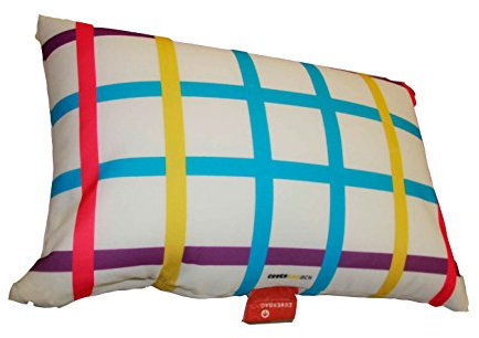 COVERBAGBCN - Quadratisches Relax Anti-Stress-Kissen | Entlastung für die Halswirbelsäule | Füllung mit kleinen Komfortperlen | Lycra, weich im Griff | Maschinenwaschbar | 36x25 cm (Weiß kariert)