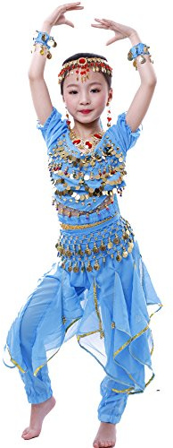 Astage Mädchen Halloween Bauchtanz Kostüm Anzug Sky Blue L
