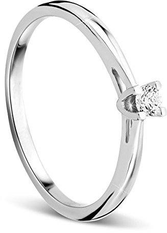 OROVI Solitär Damen Ring | Diamant Ring | echtes 9 Karat (375) Weißgold | echter Diamant (0,07 Karat) | Brillant Verlobungsring Gold | Juwelier Schmuck, made in Spain, zertifiziert nachhaltig