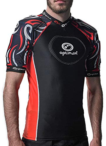 Optimal rakhyvel rugby skyddande övre axeldynor Svart röd XXL