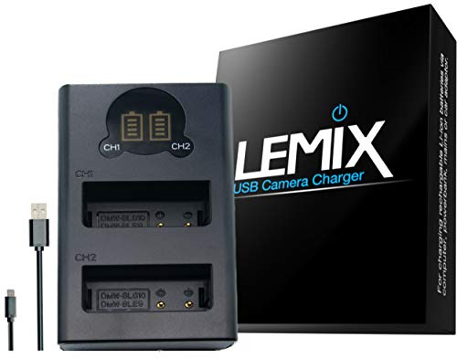 Lemix (BLG10/BLE9.) Ultra Slim Dual USB Charger compatible with Panasonic DMW-BLE9 and DMW-BLG10 Batteries & Listed PANASONIC LUMIX DMC/DC Cameras
