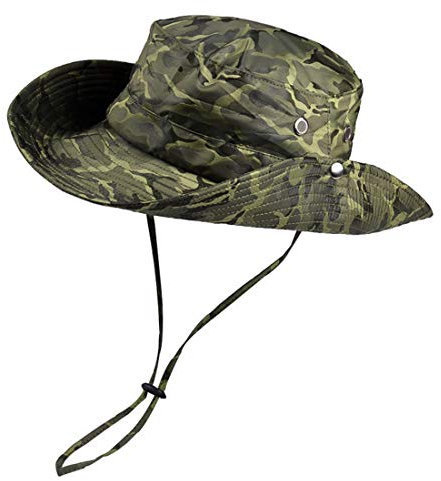 Yixda Sonnenhut Outdoor Buschhut Fischerhut Camo Tarnung Boonie Hut (Armeegrün)