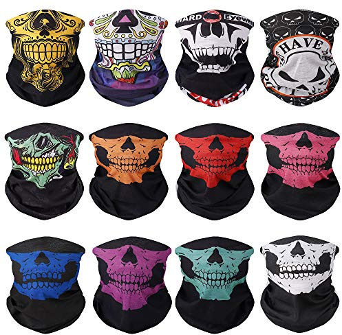 MengH-SHOP Schädel Bandana Multifunktionstuch Nahtloses Halstuch Elastischer Sport Nahtlose Kopfbedeckung Reiten im Freien 12 Stück
