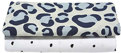 2er Set Swaddle & Burp Blanket Puckdecke Spuckdecke Einschlagtücher aus Baumwoll-Flanell 80x120 cm, 100% naturreine Baumwolle - Öko-Tex Standard 100 (Leo blau)