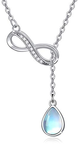 REDSUN Mondstein Halskette S925 Sterling Silber Keltischer Knoten Kette Regenbogen Mondstein Halskette Anhänger Schmuck für Damen Mädchen Mutter Tochter Frau Geschenk