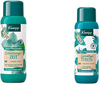 Kneipp Aroma-Pflegeschaumbad Erkältungszeit, 1er Pack (400 ml) & Aroma-Pflegeschaumbad Goodbye Stress - Badezusatz mit ätherischen Ölen aus Rosmarin & Wasserminze - 400ml