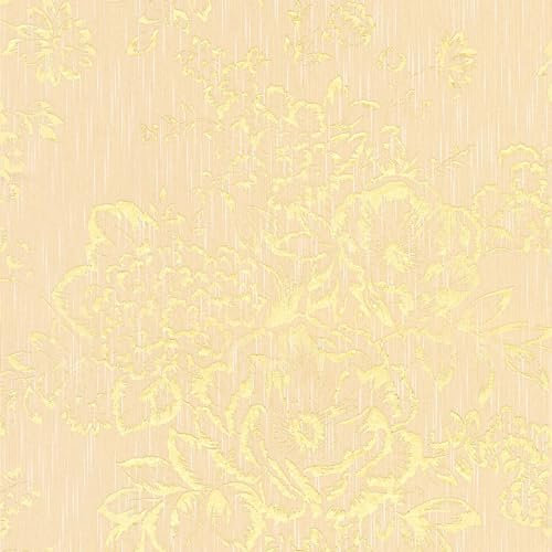 Papier peint baroque Profhome 306573-GU papier peint textile texturé au style baroque brillant or blanc-crème 5,33 m2