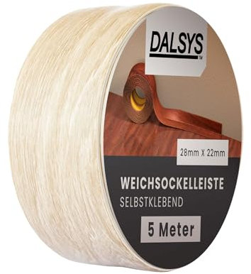 Dalsys Weichsockelleiste selbstklebend Eiche hell 5m Klebeleiste, Abschlussleiste für Fugen in Wohnbereich, Küche, Bad, aus PVC Kunststoff