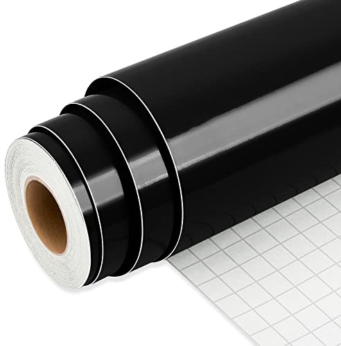 IModeur Glänzend Schwarz Vinylfolie Plotter - 30,5 x 762,5 cm Schwarz Plotterfolie Vinyl für selbstklebendes Vinyl für DIY-Geschenke, Geburtstagsfeier