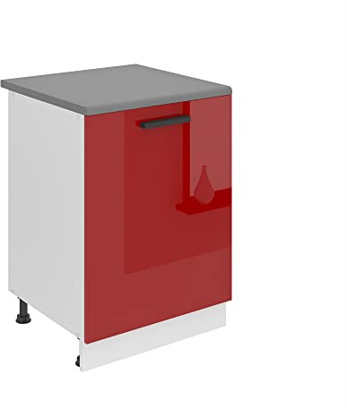 Belini Unterschrank SD 60 cm, mit Arbeitsplatte, Rot Hochglanz | Küche, Küchenunterschrank Breite, Küchenschrank mit 1 Tür