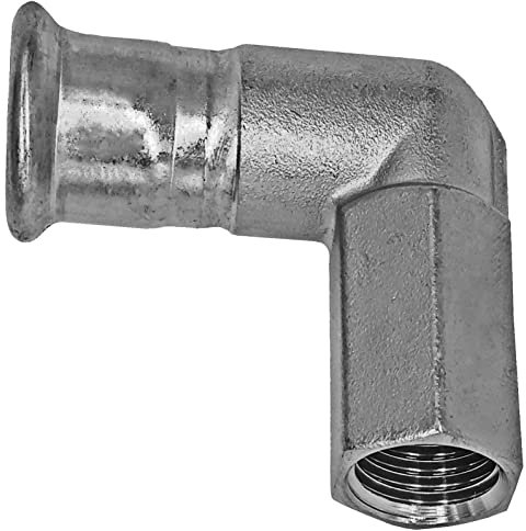Edelstahl V4A Press Fitting Übergang Winkel mit 1 Zoll Innengewinde i-IG Muffen Anschluss zum Verpressen für Rohr Außendurchmesser 28mm M Kontur Trinkwasser Verbinder VA INOX