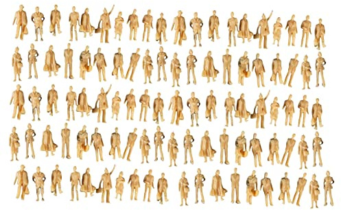 Milageto 100 Stück realistische Modellfiguren im Maßstab 1:87, Miniaturszenen, Landschaft, Landschaft, Layout, Puppe, unbemalt, winzige Menschen, stehende