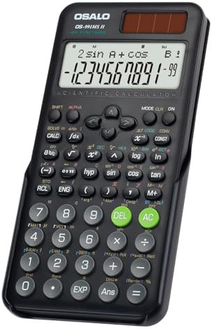 OSALO Wissenschaftlicher Taschenrechner 401 Funktion 10+2 Stellen Geschriebenes Display Solar und Batterie Rechner Schutzhülle für Schule Schwarz (OS 991ES Plus 2nd Edition)…