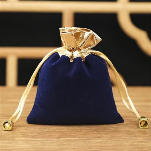 25 Stück 10x12cm Schmuckbeutel Samtbeutel Samttasche Geschenkbeutel Süßigkeiten Taschen Schmuck Beutel Kordelzug Beutelbeutel für Schmuck Hochzeit Weihnachten Geburtstag Party Geschenk (Dunkelblau)