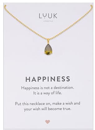 LUUK LIFESTYLE Collar moderno de plata esterlina con colgante básico de cristal solitario, piedra de circonita, idea de regalo para mujer, joyería piedra de nacimiento, verde caqui y oro
