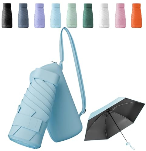 Sykerout Travel Umbrella - Compact, Lightweight, Windproof, UV Protection, with Capsule Case, Perfect for Women's Handbags（Sky blue）