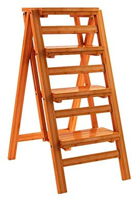 Klappbarer Tritthocker aus Holz, 4 Stufen, multifunktionales Design, faltbarer Stuhl, Blumenregal, Schuhbank und Aufbewahrungsregal, tragbarer Fußhocker, Leiter für Zuhause oder Büro