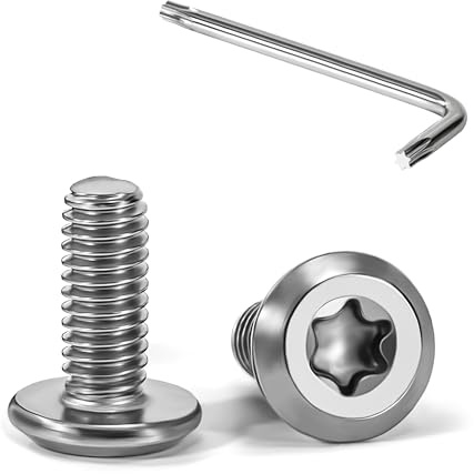Tunejoy Tornillos de Cabeza Plana Torx M4 x 10 mm Tornillo de Cabeza Hexagonal de Acero Inoxidable A2 V2A Perno de Muebles con T20 llave Rosca Completa 20 Piezas
