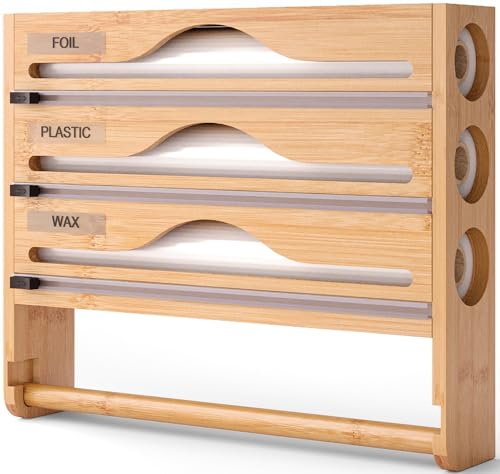 Puerta De Película Y Aluminio Con Cortador,Papel De Cocina Puerta De Aluminio Película Papel Horno Portarrollos,Portarrollos De Pared,Película De Aluminio Rollo De Alimentos,Organizador De Cocina Y