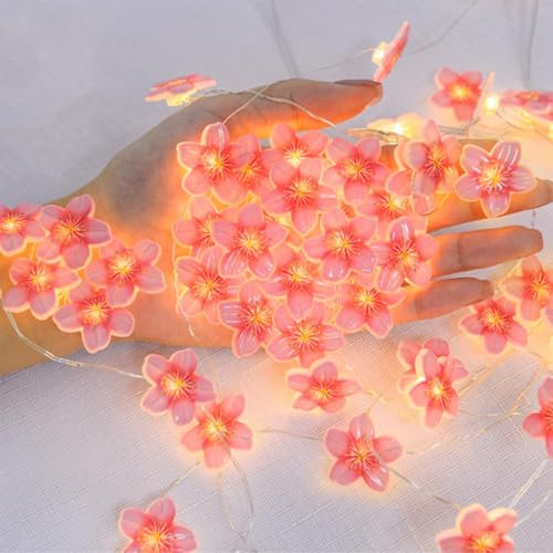 KOBOKO Lichterkette Kirschblüten 2m 20 LED Innenbatterie Blumen Girlande - Rosa Frühling Deko für Schlafzimmer, Hochzeit, Garten