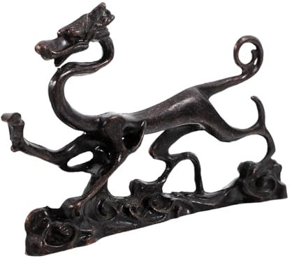 OSALADI Copper Dragon Calligraphy Brush Holder and Chinese Paintbrush Stand Retro Writing Pen Rest for Traditional Brush Painting and Calligraphy Art