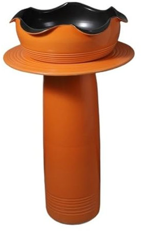 HTTGDGDH Lavabo Colonne À Bords Froncés, Lavabo De Salle De Bain sur Pied en Céramique Vintage, Vasque sur Pied Divisée pour Intérieur Et Extérieur(Orange-003)