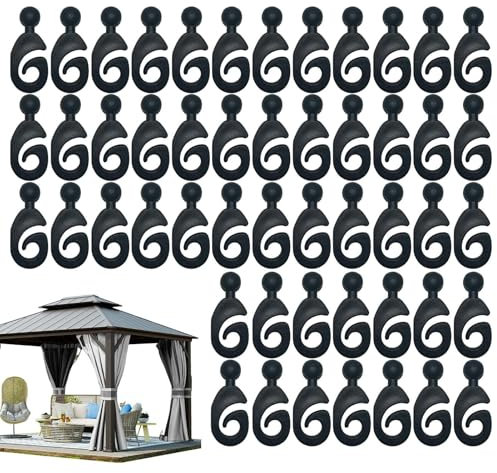 Ganchos para cenador – 50 ganchos de ducha | Perchas antioxidantes versátiles anillos para drapeado pérgola para dormitorio, baño, patio, jardín, plantas, barandilla de balcón