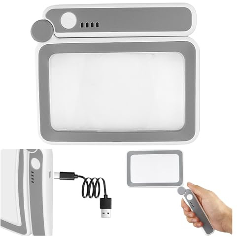 Magnifying Glass with Light, Rechargeable 5X Magnifying Glasses with Dimmable LED, Reading for Seniors Low Vision Inspection, Magnifying Glass Full Page Magnifying Glass for Reading Books