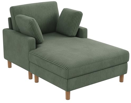 Vesgantti Cord Schlafsofa, Sofa Bett mit 2 Kissen, Relaxsessel, Schlafsessel für Wohnzimmer, Schlafzimmer, Büro, Werkzeuglose Montage, 148 * 104 * 92cm (Grün)