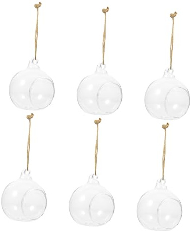 Gatuida 6 pièces Vase Suspendu Verre Transparent pour Plantes Hydroponiques et Bougies Support Décoratif Murale Polyvalent pour Fleurs et Chandeliers