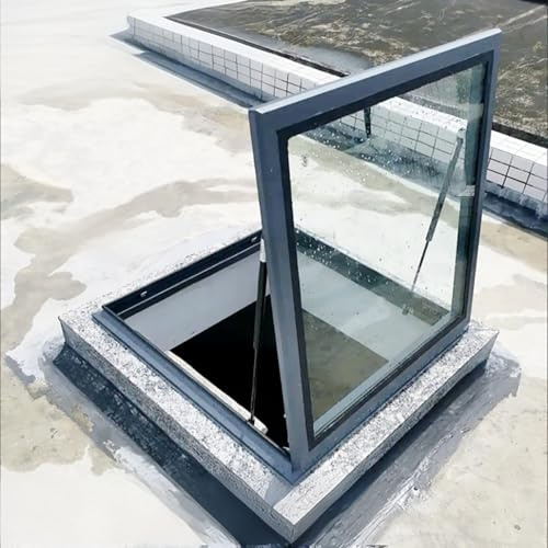 Fenêtre De Toit Avec Puits De Lumière,Puits De Lumière Pour Toit Plat En Aluminium Avec Double Vitrage Trempé,Puits De Lumière Souterrain,Lucarne Ouverture(35x20)