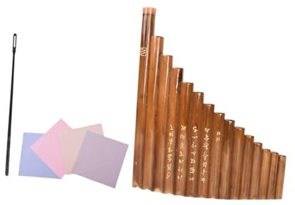 NIYANGLE Anfänger Panflöte aus Bambus mit 15 Löchern Tragbares und Leicht zu Spielendes Blasinstrument Feine Verarbeitung Braun für Musikliebhaber Zufällige Farbe Zufälliger Stil