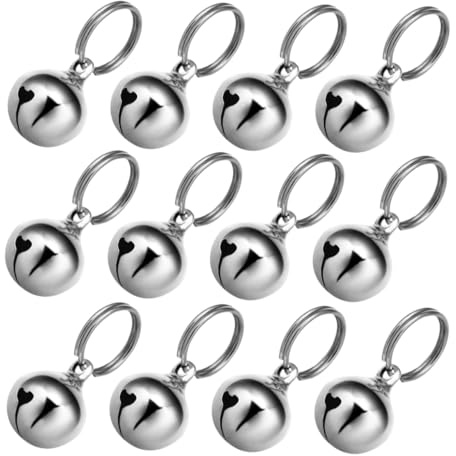 FONDOTIN 12 Ciondoli Campanellini per Collare Cane e Gatto Accessori in Metallo Argento 16Mm Leggeri e Resistenti per Animali Piccola Taglia Campanelli Suono Chiaro per Uso Quotidiano