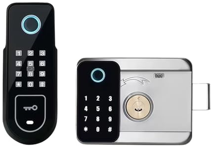Bluetooth Tuya App Impronta digitale Smart Door Lock Cancello Password Card Rim Bolt Lock Serratura elettronica(Double-fingerprint)