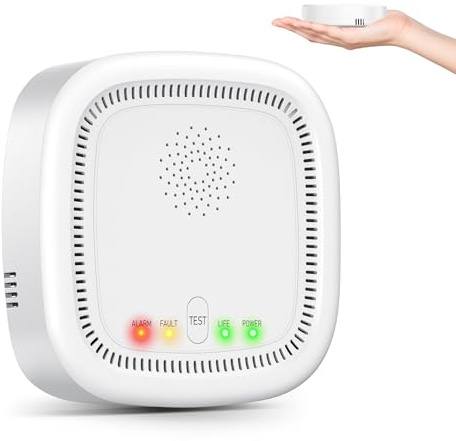 Yeerain Detector de Gas 100% a Baterías, Detecta Gas Natural y Metano, Alarma Acústica y Visual para Casa y Autocaravana (Batería Incluida)