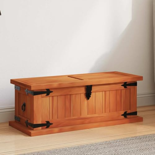 Holepyr Baúl de almacenamiento de madera maciza de acacia 60 x 25 x 22 cm con asas, espacio de almacenamiento, versátil como mesa de café, baúl, baúl para la colada, cajón, organizador, ideal para