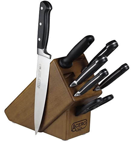 Winco Commercial-Grade 7 Piece Knife Set with Wooden Block