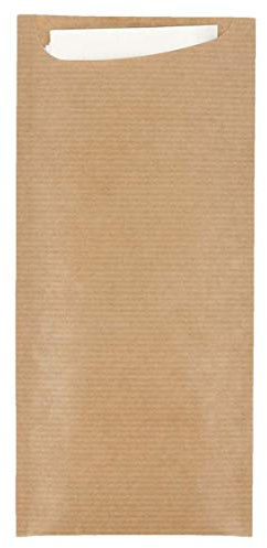 García de Pou 223.19 - Sacs Couverts + Serv. Blanche 'Just In Time' 80+10Pe G/M2 8,5X19,5 Cm Naturel Kraft Vergé - 250 unités