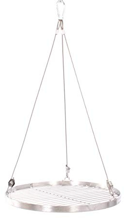 37 cm Grillrost Edelstahl für Schwenkgrill 3 Bein BBQ Grill Rost mit Seil 14 mm Stababstand