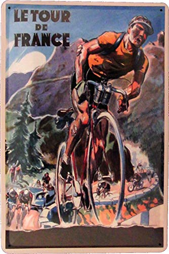 Blechschild 20x30 Radsport die Tour im Retro Vintage Nostalgie Plakat Design Radsport Rennrad Frankreich Alpe d´huez