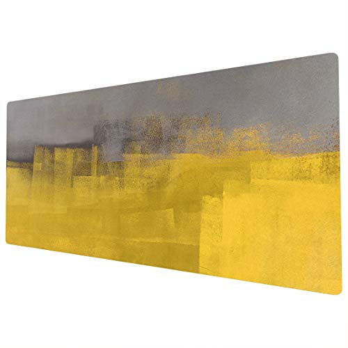 Whats On Your Wall.com Large Mouse Mat | XXL Mouse Pad | Desk Mat Large | Large Mouse Mat Gaming | Full Desk Mouse Mat | Gaming Mouse Pad Large | 900 x 400 Mouse Mat | Retro Grey Yellow