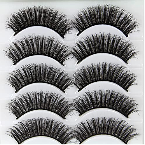 Falsche Wimpern Elocoise 5 Paare 3D Wimpern Wiederverwendbare lange handgemachte künstliche Wimpern für Augen Makeup (3D-10)