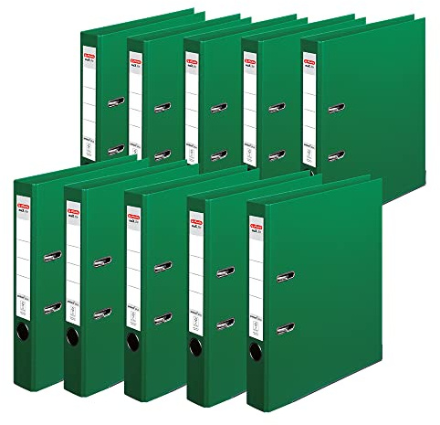 herlitz Ordner A4 maX.file protect +, A4, 5 cm Rückenbreite, Blau, Kunststoffbeschichtung, Einsteckrückenschild, Kantenschutz innen und außen, 10 Stück