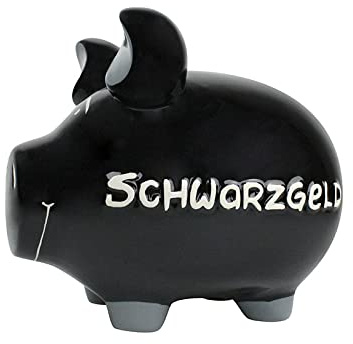 Spardose Schwein aus Keramik Geschenk Kinder Schwarz Schwarzgeld Sparen Mitbringsel XL