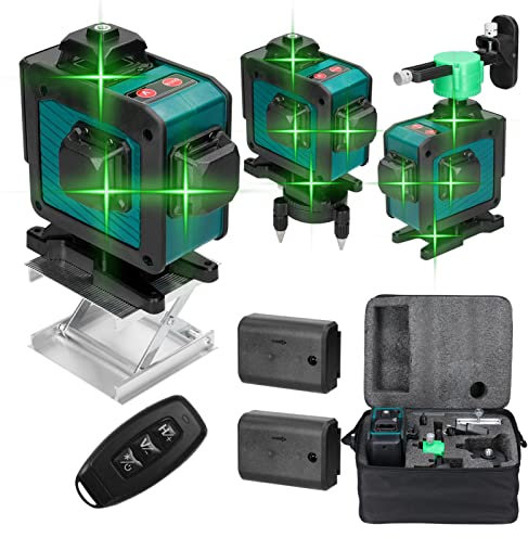 Kreuzlinienlaser, Geevorks Laser Wasserwaage 4D 16 Linien Touchscreen Selbstnivellierende und Pulsmodus Kreuzlinienlaser 2*2400mAh Akku, Laserzielpunkt, 2 Libelle, Mobiltelefon Kontrolle+Fernbedienung