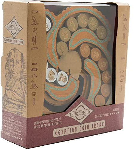 Project Genius Inc. TG436 Egyptian Coin Trade Rome Brain Teaser Puzzle, Brown