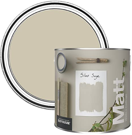 Rust-Oleum ultra strapazierfähige, extra deckende, abwaschbare, grün matte Wandfarbe - Silberner Salbei 2,5 Litres