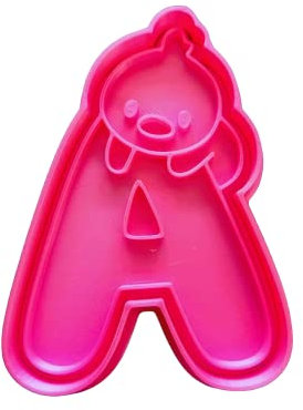 The Cookie Cutter Hub Cortador de galletas con letra A de 10 cm y relieve a juego para galletas, galletas, decoración de hornear